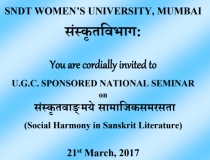 U.G.C. Sponsored National Seminar on Social Harmony in Sanskrit Literature