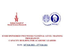 ICSSR Sponsored Two Weeks Training Program on Capacity Building for Academic Leaders 